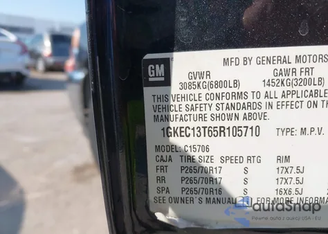 2005 GMC Yukon Slt из США, поврежденный, VIN 1GKEC13T65R105710